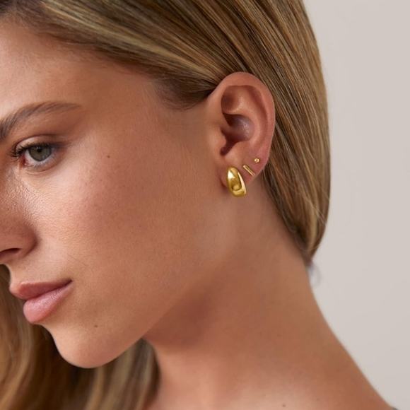 Pavoi Dome Huggie Earring gold over sterling silver New in Box - Picture 2 of 3